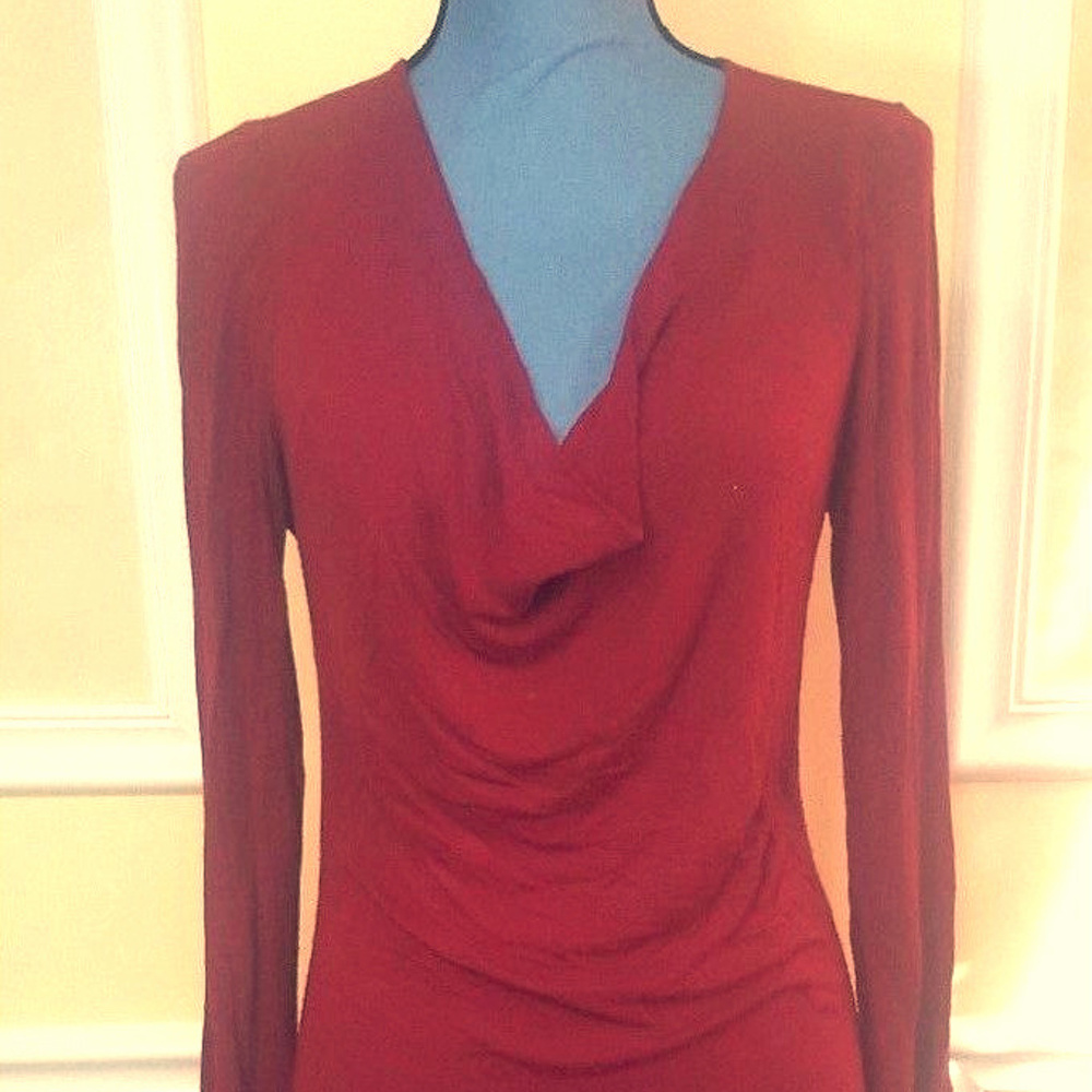 Dark Red Long Sleeve Blouse/ Tunic/Dress